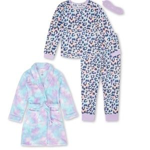NWT leopard 6 6x rainbow robe mask pajamas twins